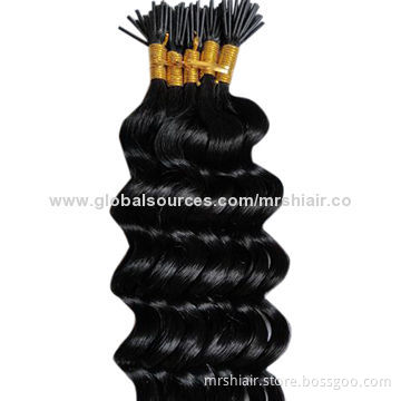 1# Grade AAAA Brazilian Pre-Bonded Stick I Tip Hair Deep Wavy Black